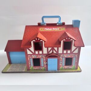 Vintage Fisher Price 952 Wooden Dollhouse Carry Handle House USA